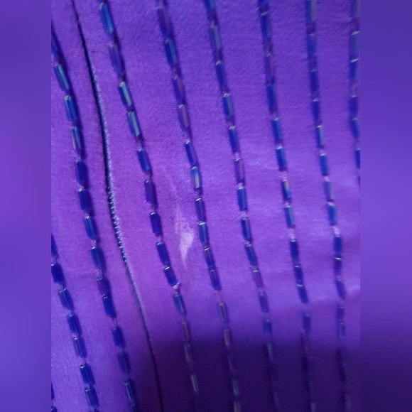 Vintage Purple Beaded Silk Halter Gown Cocktail Dress sz 4 - Picture 7 of 13